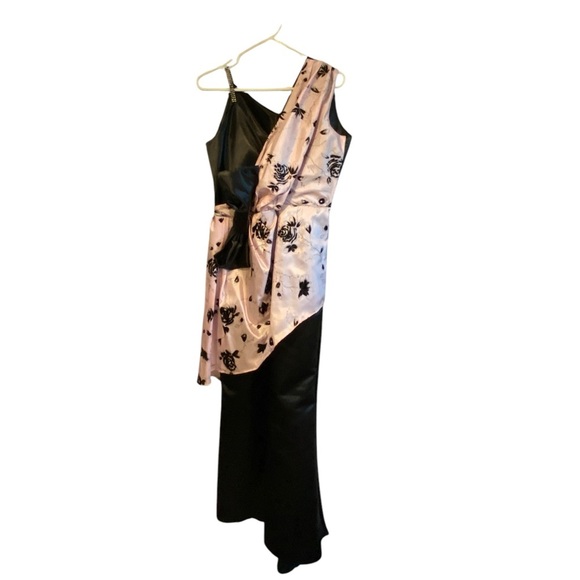 Vintage Handmade Black and Pink Bow Women's formal mermaid Gown Dress - Picture 1 of 8